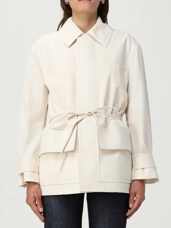 Cotton Twill Jacket with Leather Drawstrings - Jackets