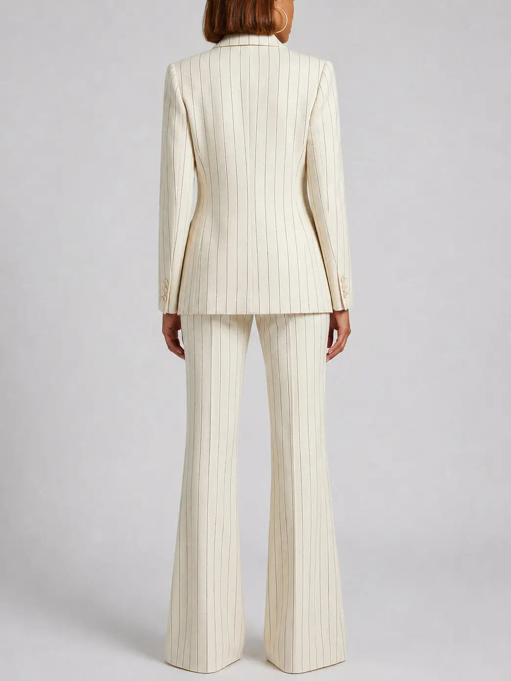 Cream Pinstripe Blazer and Pants Set - Suits & Sets