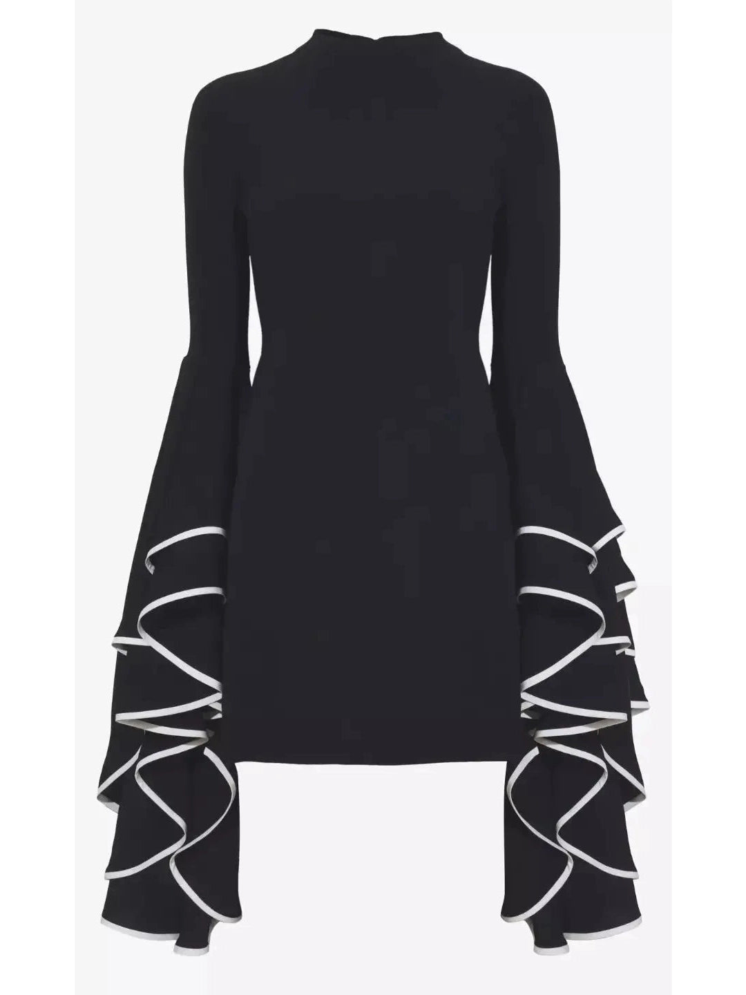 Crepe Exaggerated Sleeve Dress, Black - Branna Couture