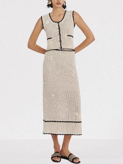 Crochet Knit Daisy Tank and Skirt Set - Suits & Sets