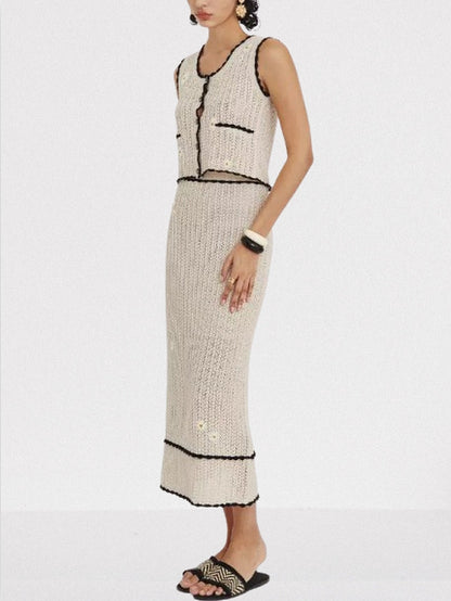 Crochet Knit Daisy Tank and Skirt Set - Suits & Sets