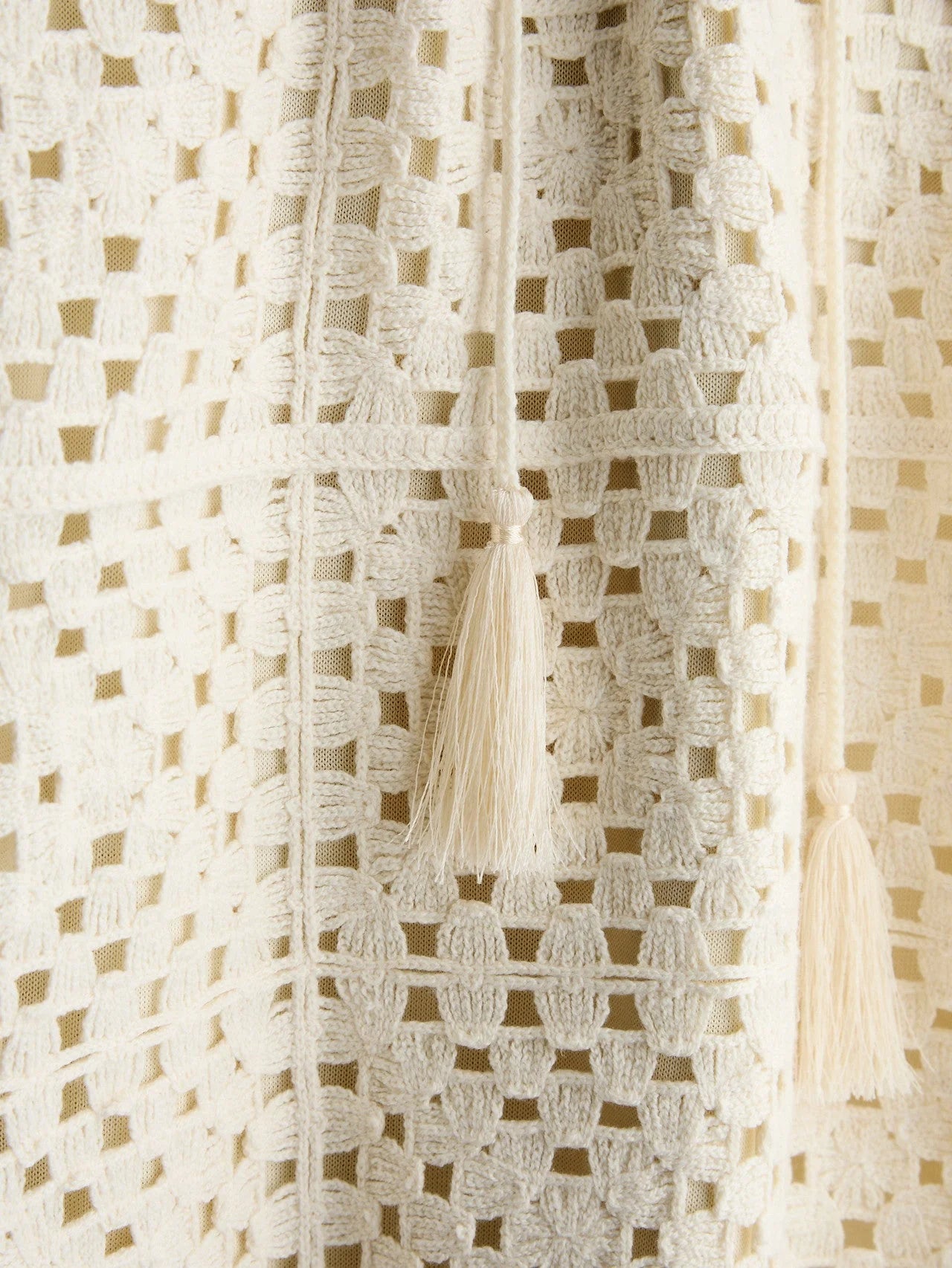 Crochet Knit Mini Dress in Ivory - Dresses