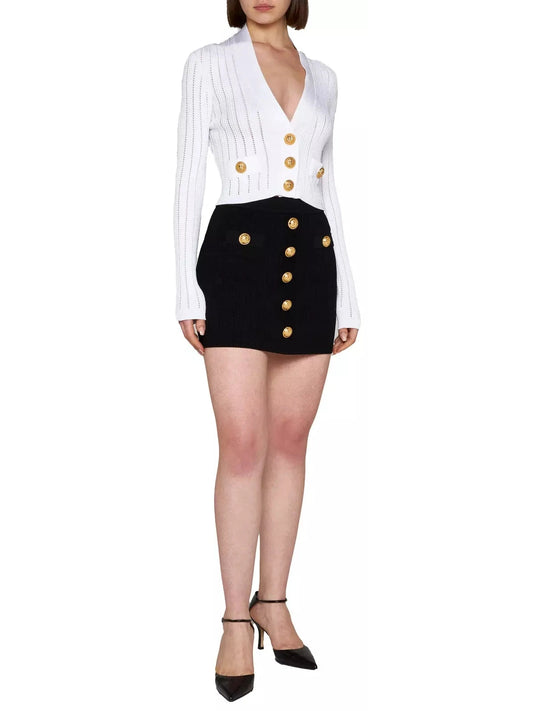 Cropped Knit Cardigan in White - Branna Couture