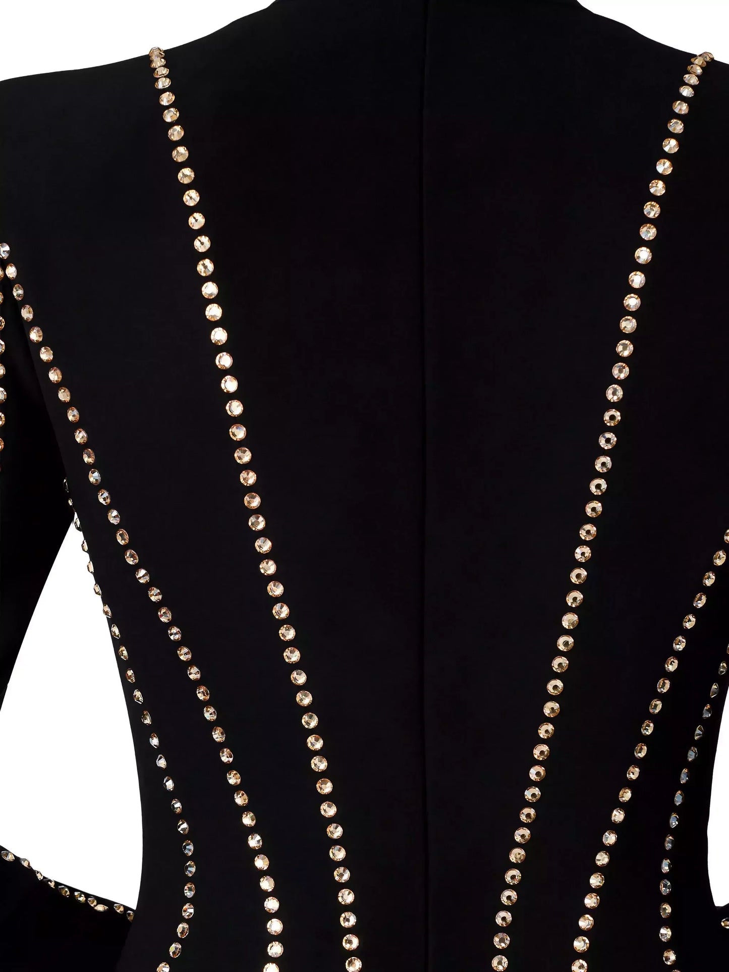 Crystal-Embellished Long Black Crepe Gown - Dresses