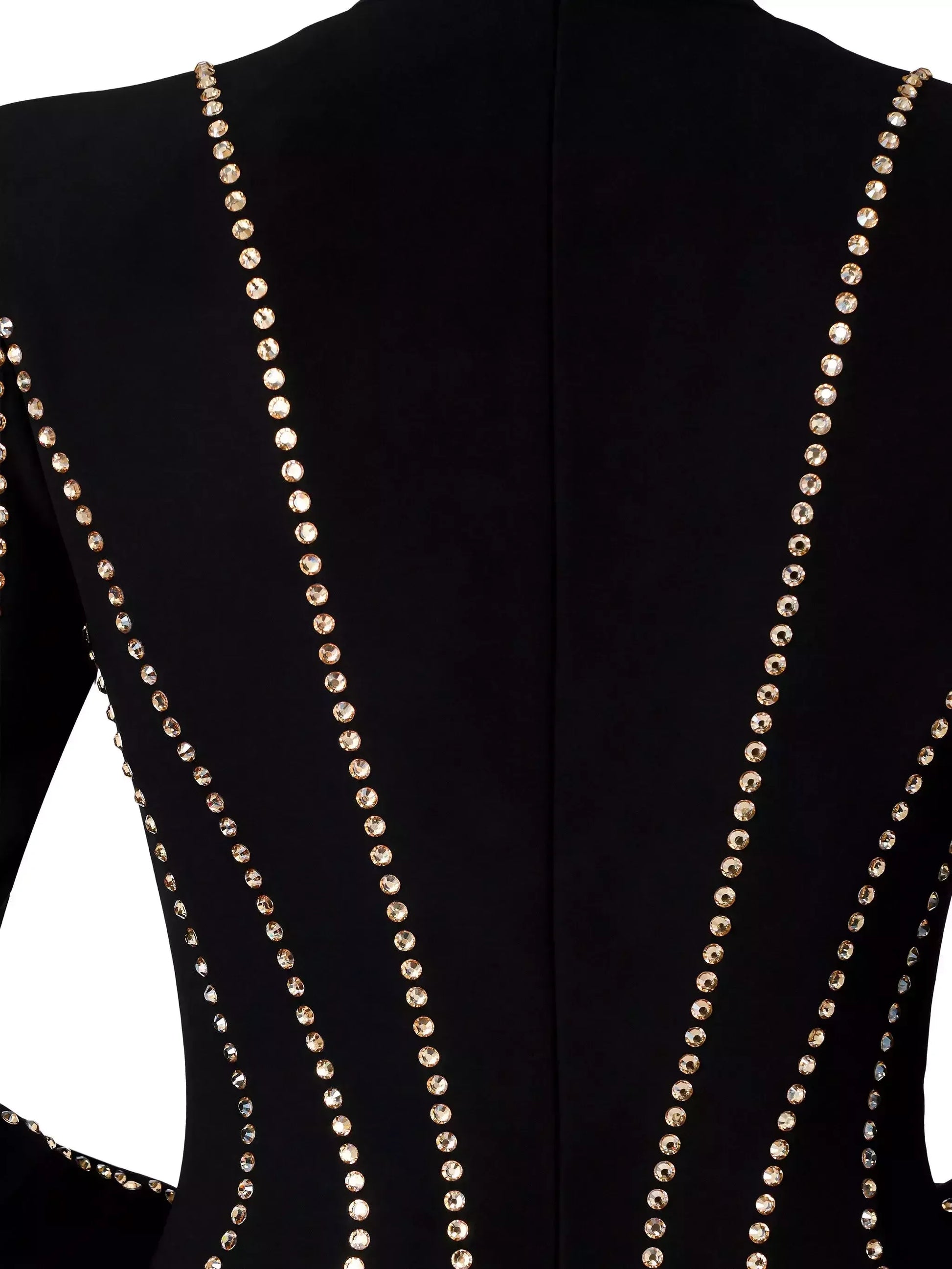 Crystal-Embellished Long Black Crepe Gown - Dresses