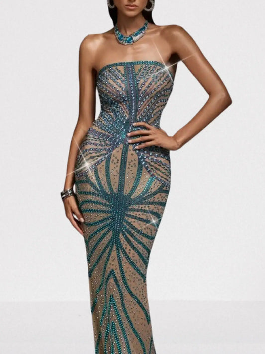 Crystal-Embellished Strapless Bodycon Maxi Dress - Dresses