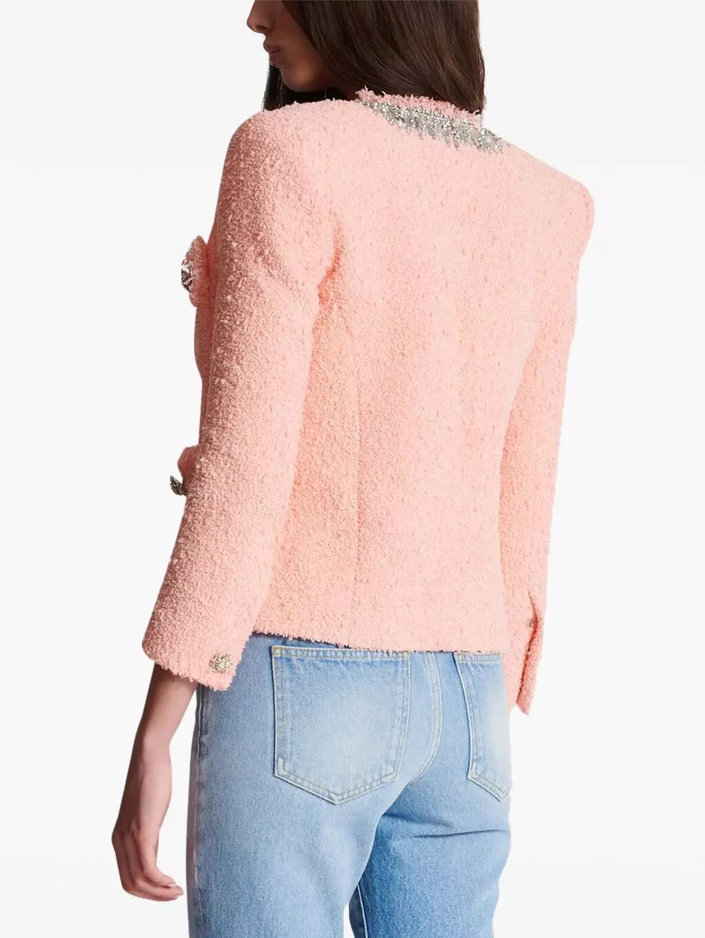 Crystal-Embellished Tweed Pink Jacket Branna Couture