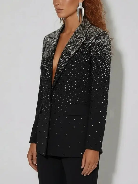 Crystal-Embellished Wool-Blend Tailored Blazer - Jackets