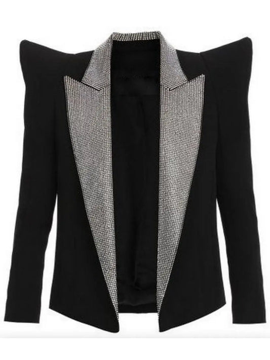 Crystal-Embroidered Black Blazer - Branna Couture