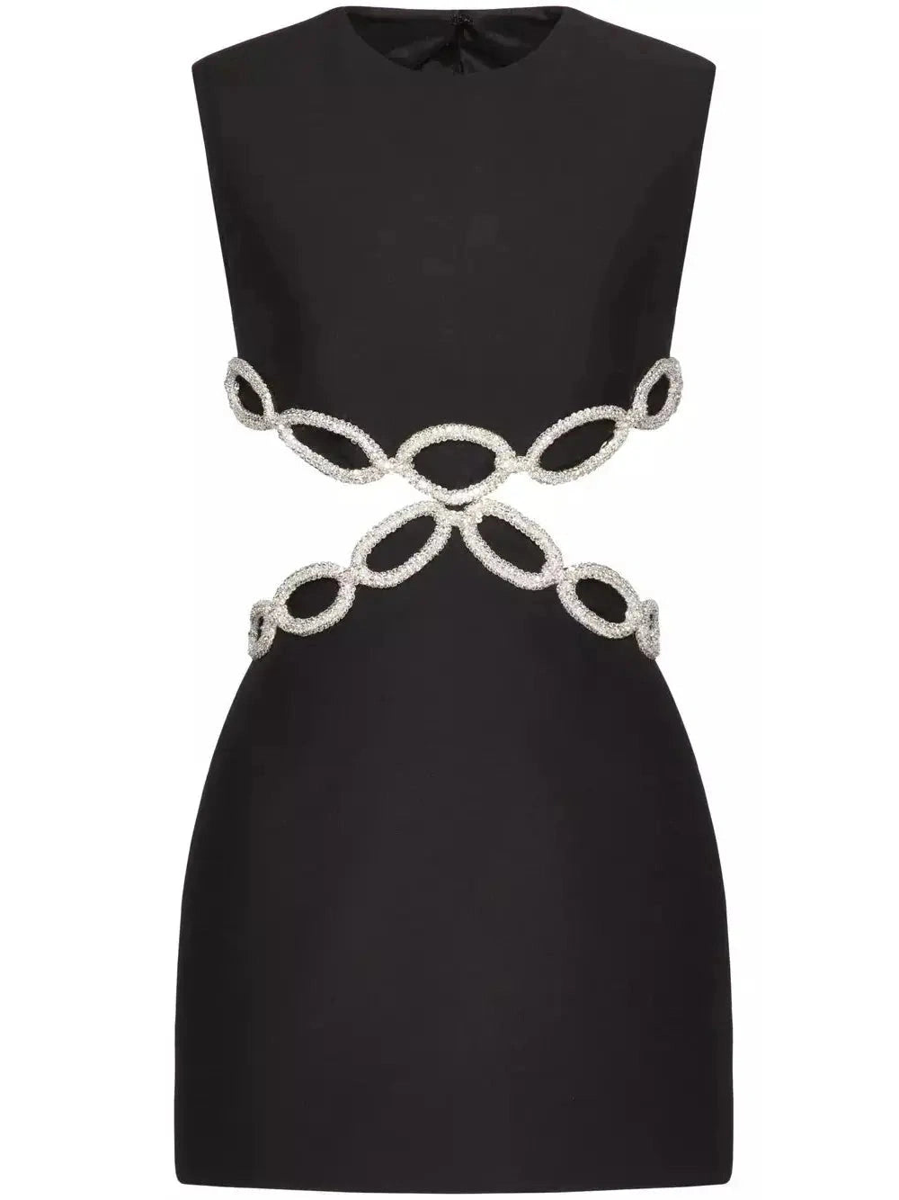 Crystal Link-Embellished Cut-Out Mini Dress - Branna Couture