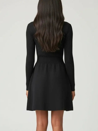 Crystal-Trimmed Knit Button-Front Mini Dress - Dresses