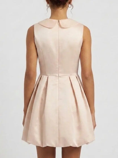 Crystal Button Lace Ruffle Mini Dress - Dresses