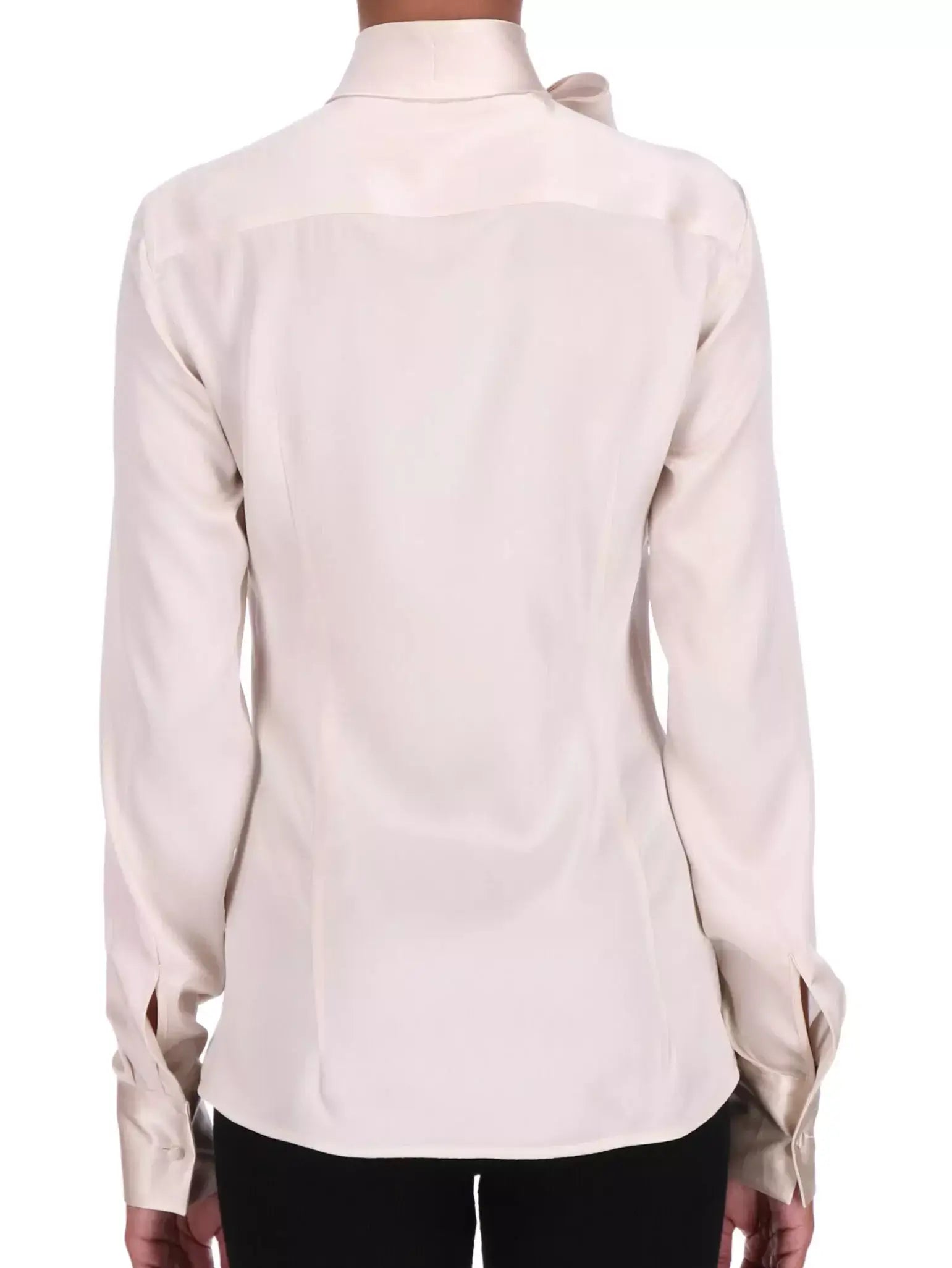 Crystal and Sequin Embellished Silk Tie-Neck Blouse - Tops