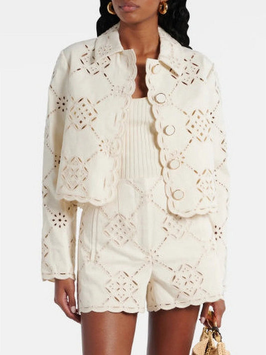 Cut-Out Cropped Jacket and Short Set - Small - Suits & Sets