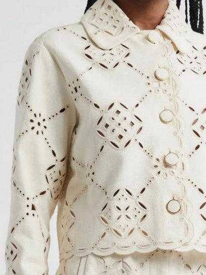 Cut-Out Cropped Jacket and Short Set - Suits & Sets