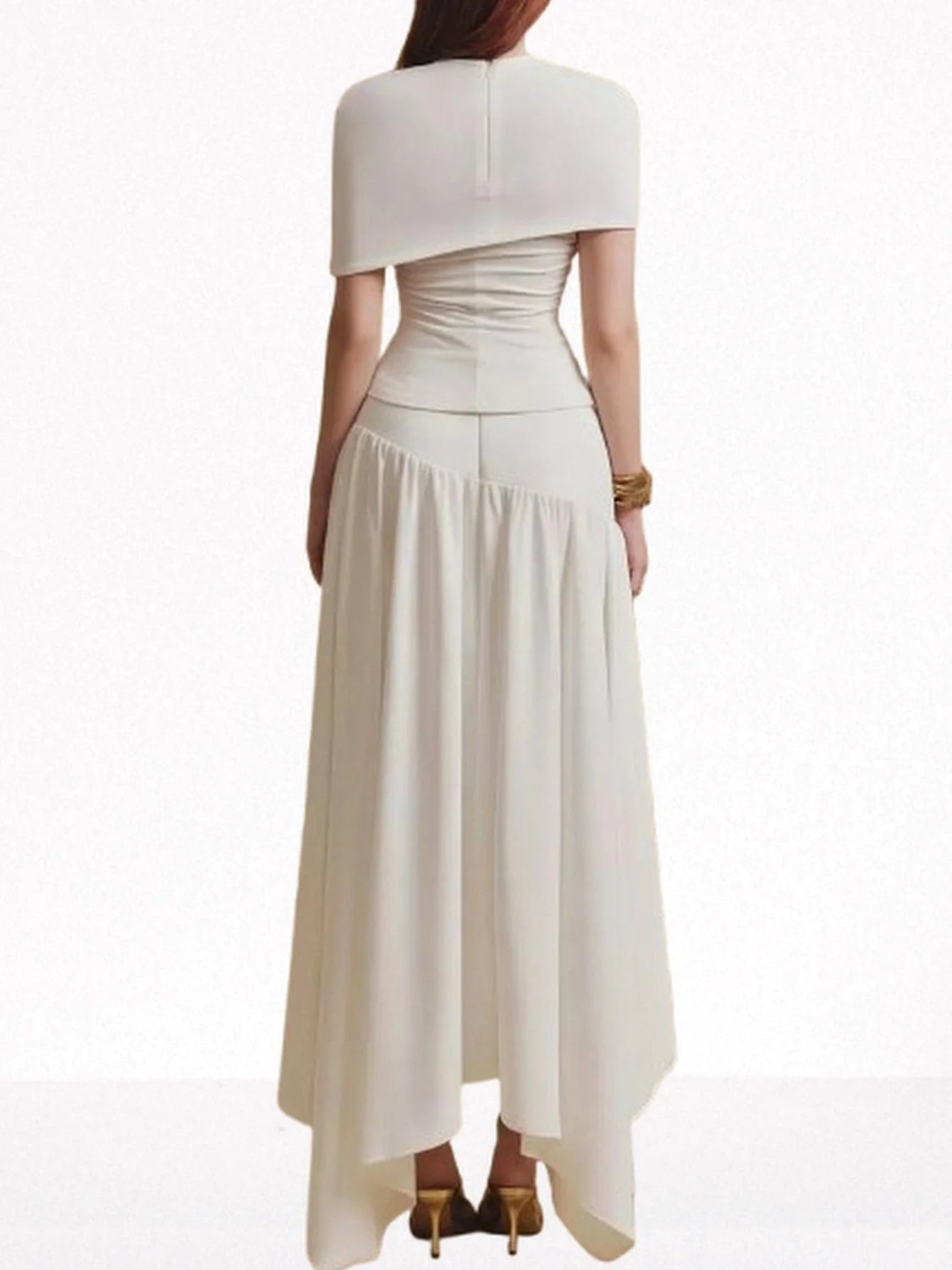 Cut-Out Draped Top and Skirt Set - Suits & Sets