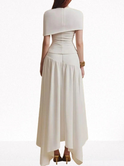 Cut-Out Draped Top and Skirt Set - Suits & Sets