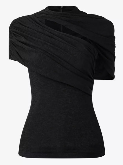 Cut-Out Draped Top and Skirt Set - Suits & Sets