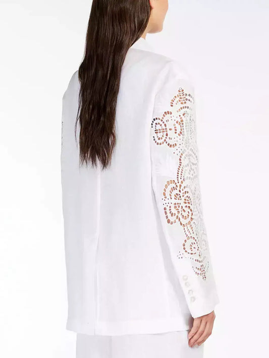 Cut-Out Embroidered-Sleeve Boxy Blazer - Jackets