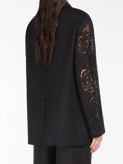 Cut-Out Embroidered-Sleeve Boxy Blazer - Jackets