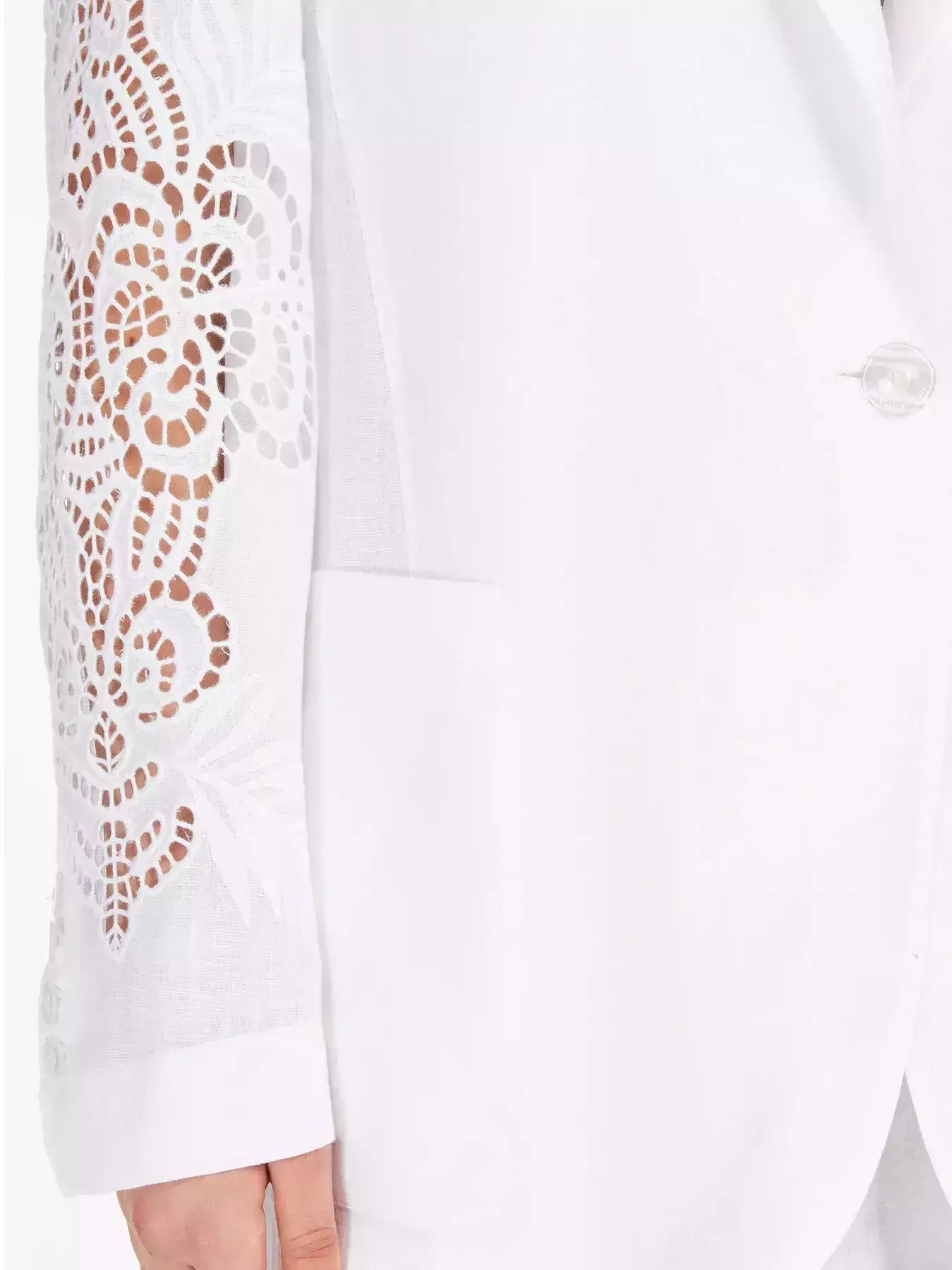 Cut-Out Embroidered-Sleeve Boxy Blazer - Jackets