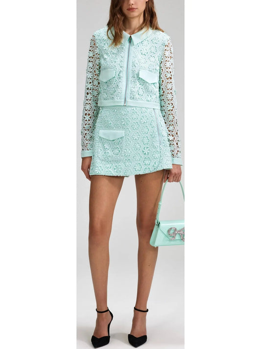 Daisy Guipure Lace Jacket and Skort Set - Branna Couture