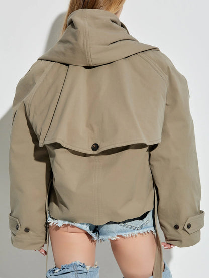 Deconstructed Cotton Twill Hooded Trench Jacket - Jackets