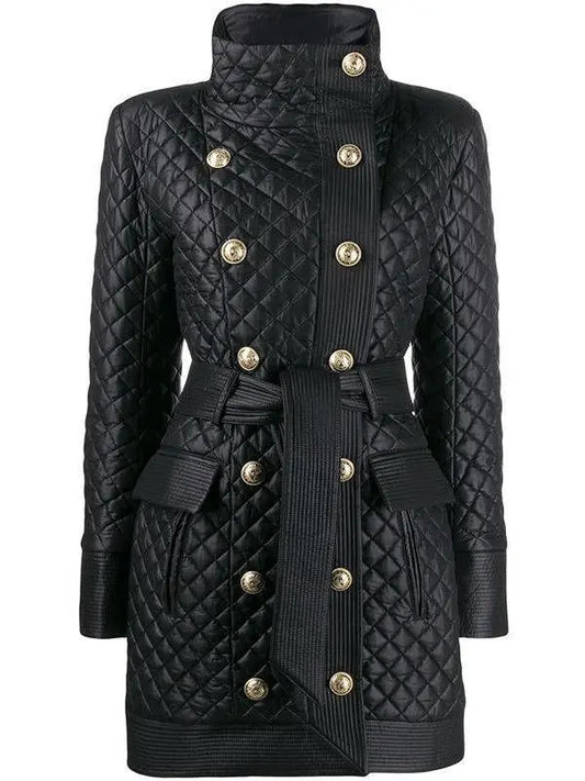 Diamond Quilted Leather Coat - Branna Couture