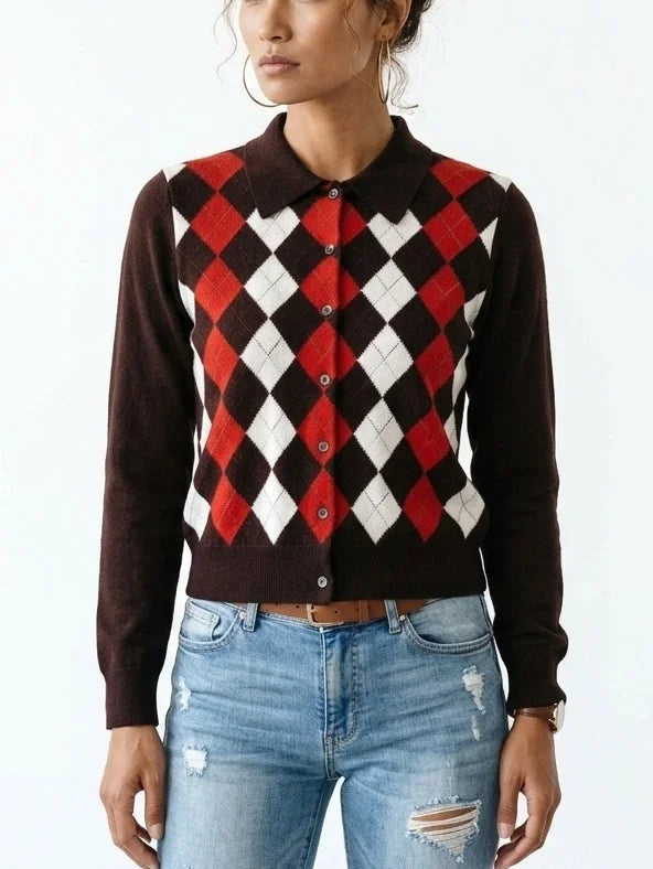 Diamond Knit Cashmere Cardigan Sweater - Sweaters & Knitwear