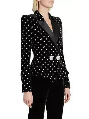 Dotted Black Velvet Jacket - Branna Couture