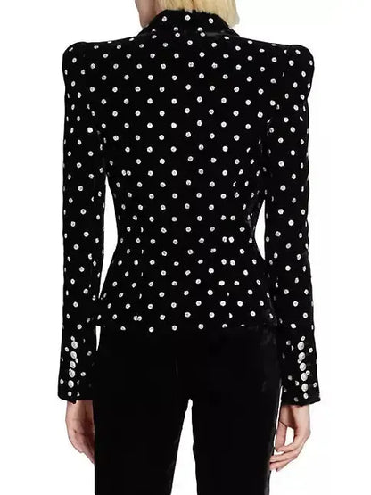 Dotted Black Velvet Jacket - Branna Couture