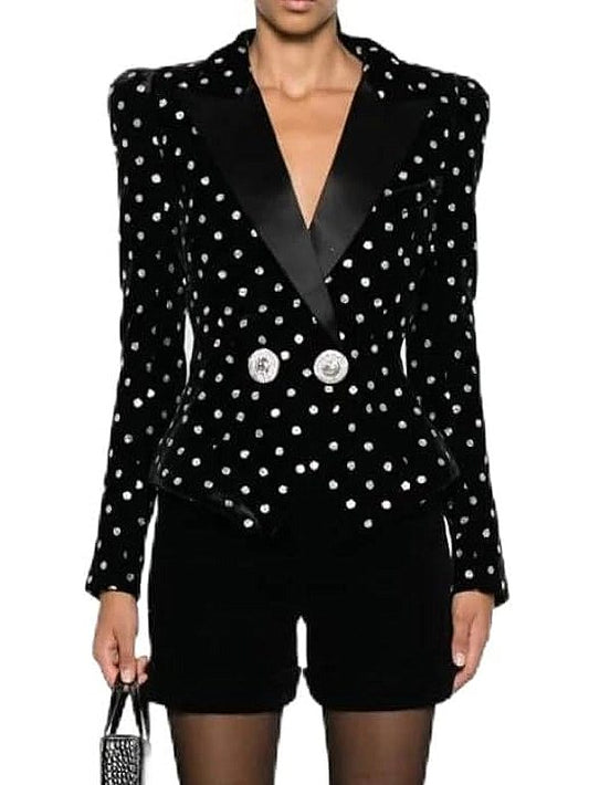 Dotted Black Velvet Jacket