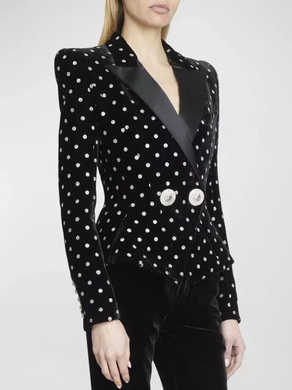 Dotted Black Velvet Jacket