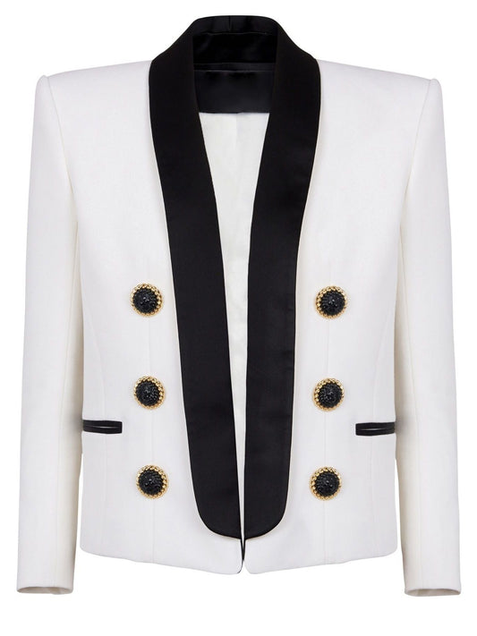 Double-Breasted Bicolor Tuxedo Jacket - Branna Couture