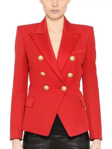 Double-Breasted Blazer, Red - Branna Couture