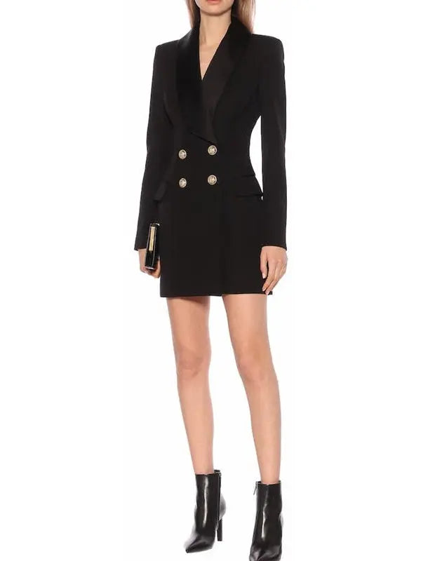 Double Breasted Crepe Mini Blazer Dress - Branna Couture