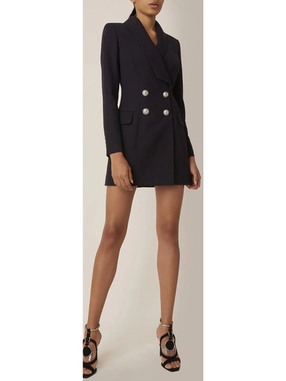 Double Breasted Crepe Mini Blazer Dress - Branna Couture