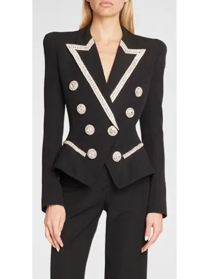 Double-Breasted Embellished Jacket - Branna Couture