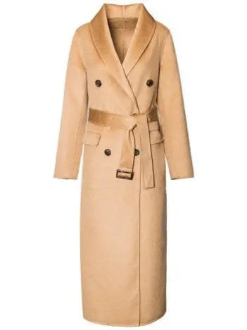 Double-Breasted Wool Coat - Camel, Cream or Navy Blue - Branna Couture