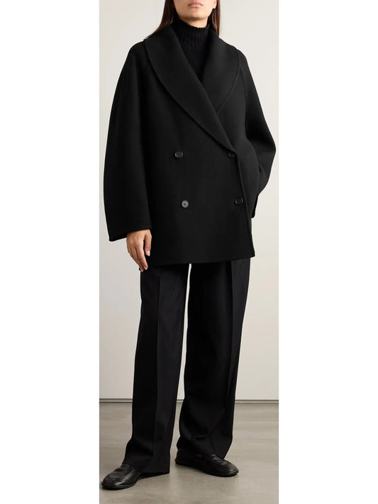 Double-Breasted Wool and Cashmere-Blend Coat - Branna Couture