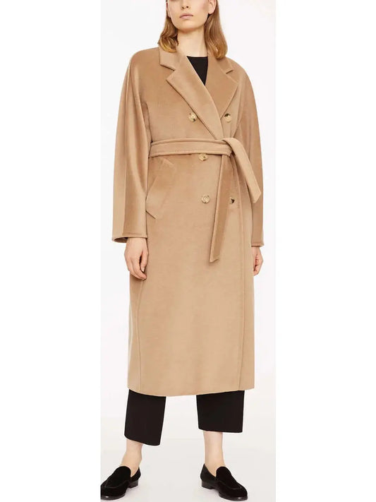 Double-Breasted Wool and Cashmere-blend Icon Coat, Camel - Branna Couture