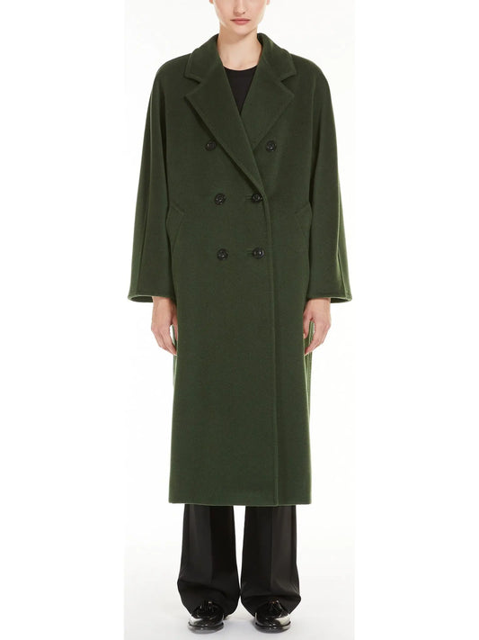 Double-Breasted Wool and Cashmere-blend Icon Coat, Moss Green - Branna Couture