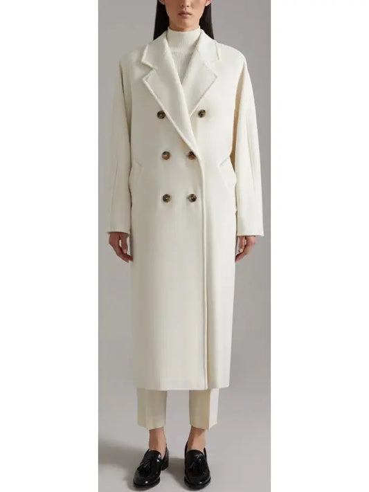 Double-Breasted Wool and Cashmere-blend Icon Coat, White - Branna Couture