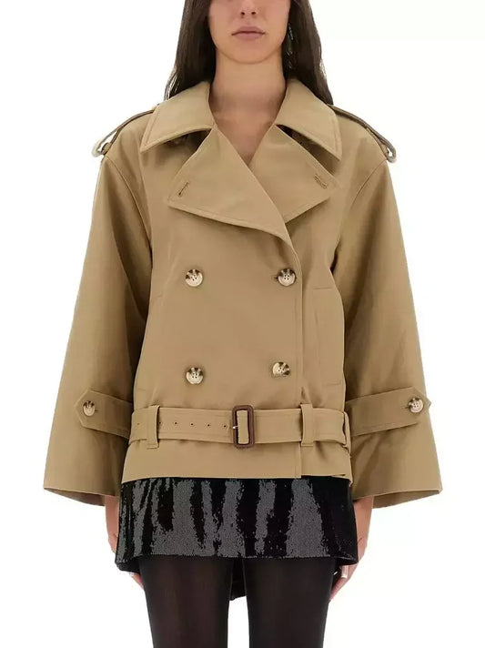 Double-Breasted Oversize Belted Trench Jacket - Small - Jackets