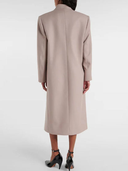 Double-Breasted Buttoned Coat in Beige - Coats