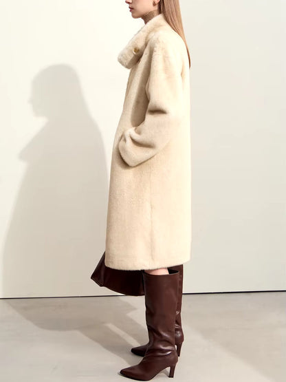 Oversize Faux-Fur High-Neck Long Peacoat Branna Couture