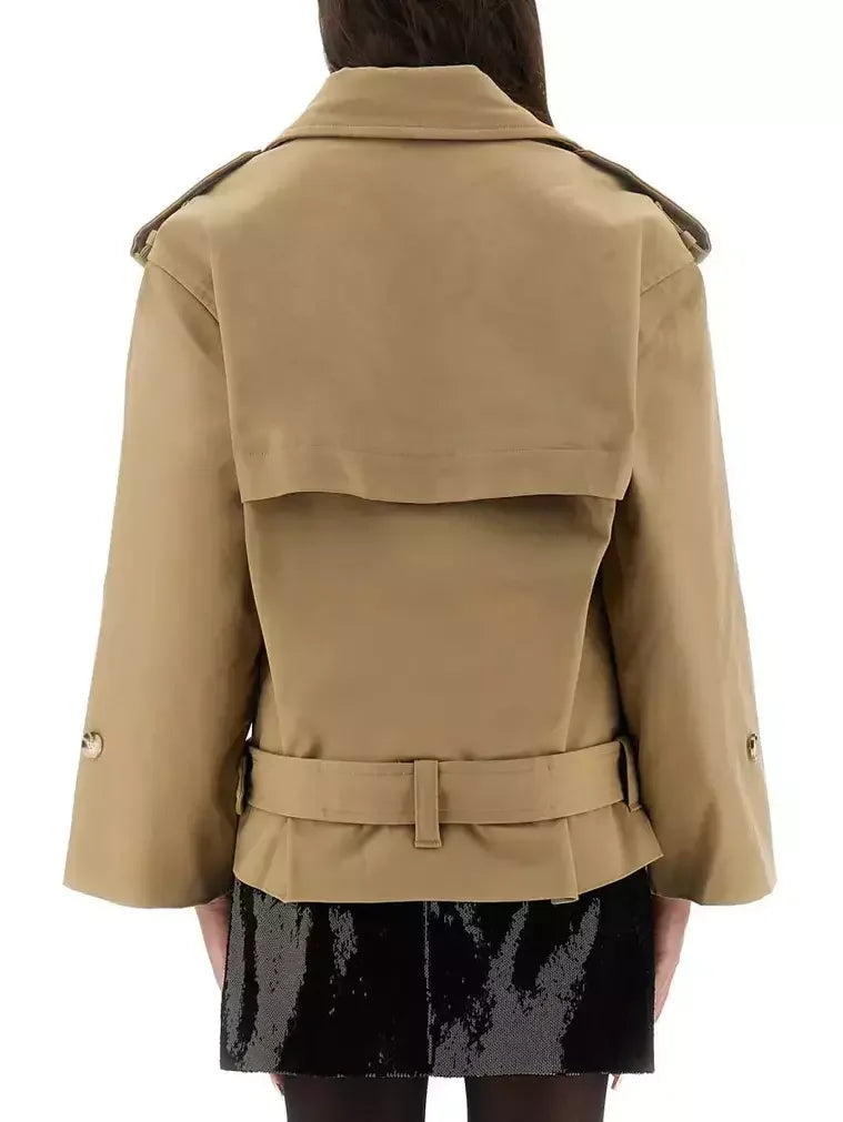 Double-Breasted Oversize Belted Trench Jacket - Jackets