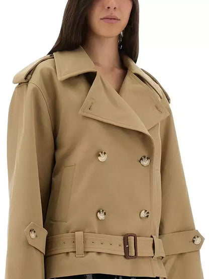 Double-Breasted Oversize Belted Trench Jacket - Jackets