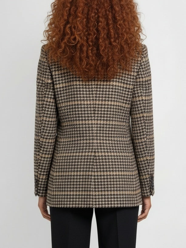 Double-Breasted Wool-Blend Check Blazer - Jackets