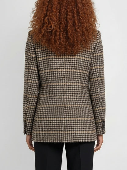 Double-Breasted Wool-Blend Check Blazer - Jackets